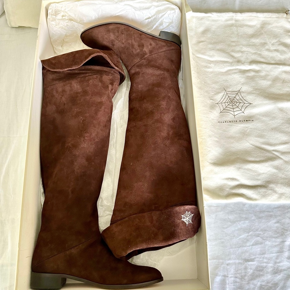 NWT Charlotte Olympia Swede over the knee boots size 38